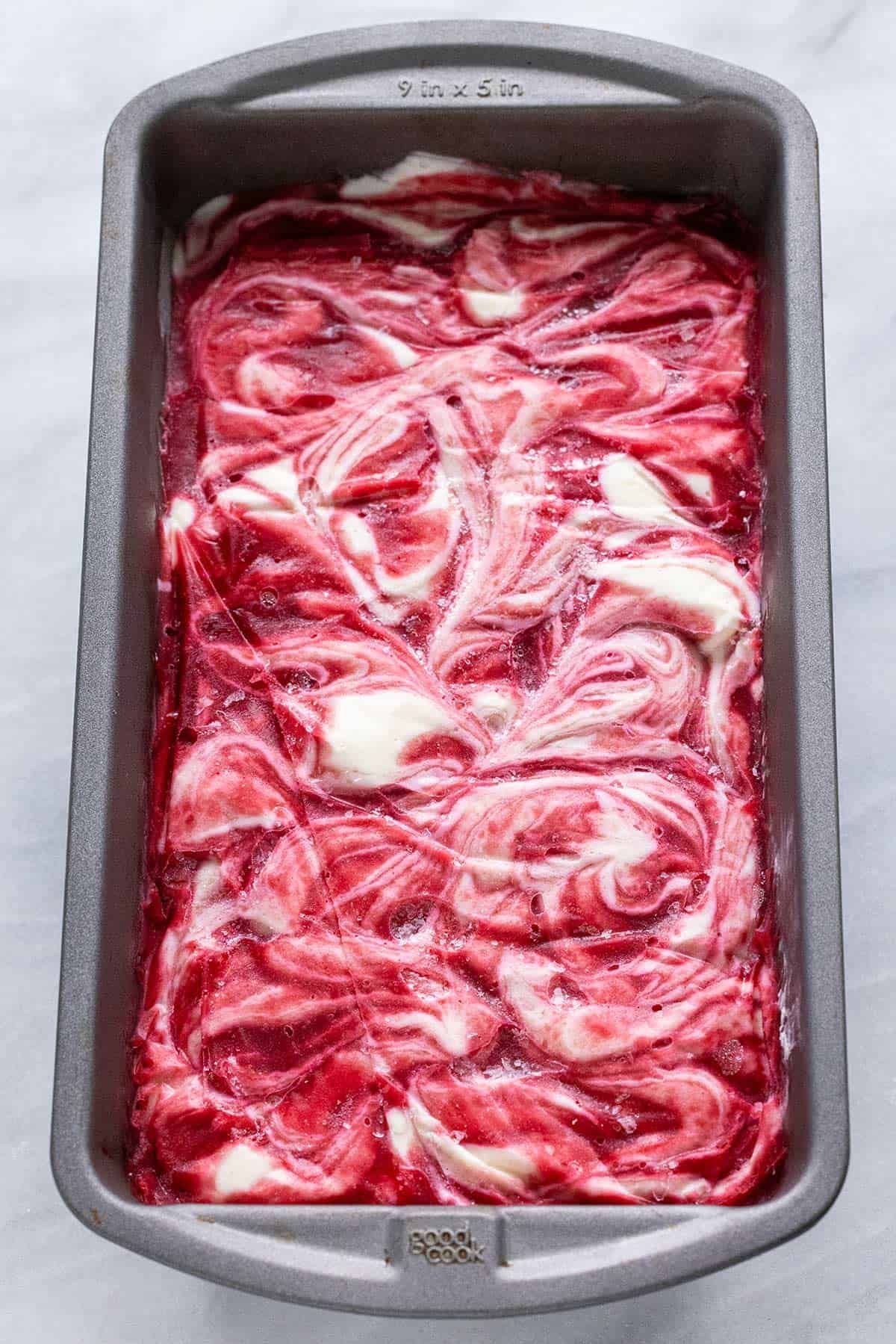 Quick No-Churn Raspberry Swirl Ice Cream