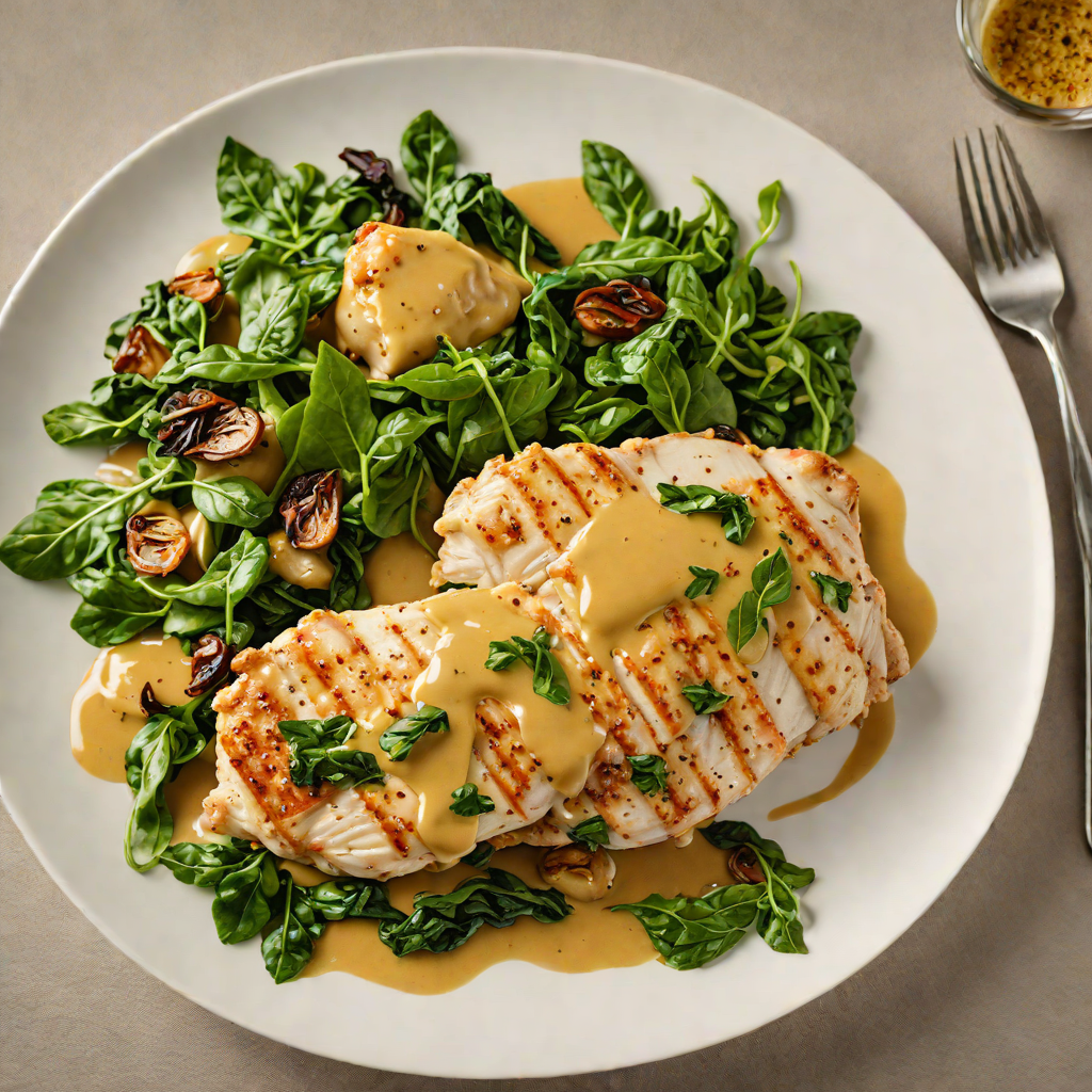 Sautéed Chicken Breast with Honey Mustard Glaze and Wilted Spinach