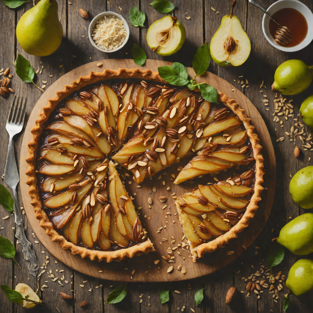 Baked Honey-Glazed Pear Tart with Almond Crust