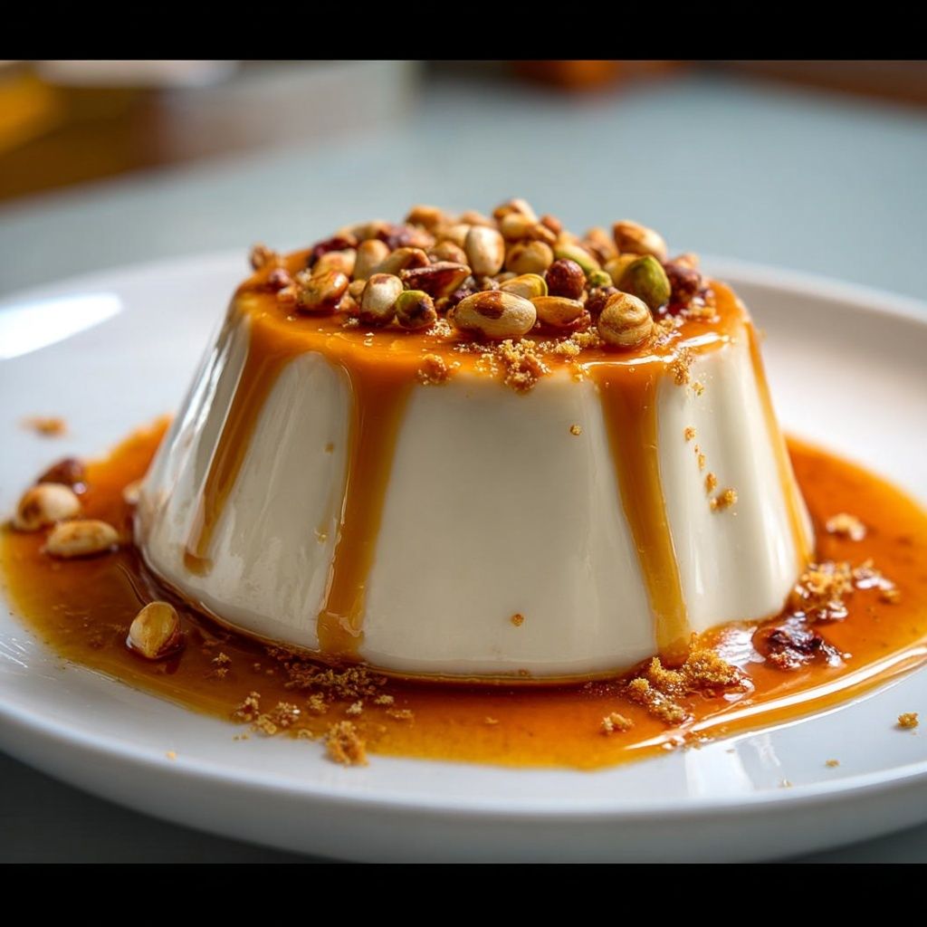 Turkish Coffee Panna Cotta with Cardamom Honey Drizzle
