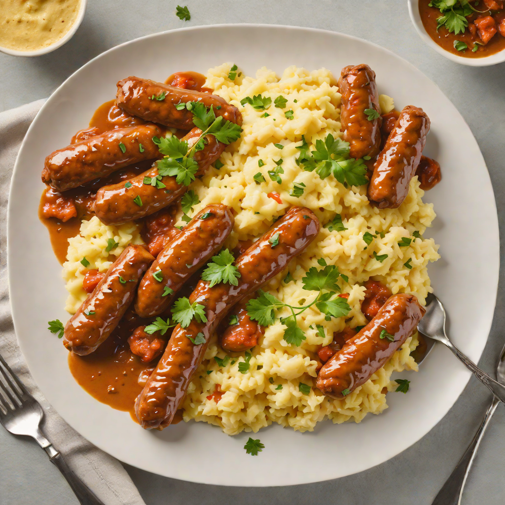 Slow-Cooked Curried Sausages with Creamy Mashed Potato