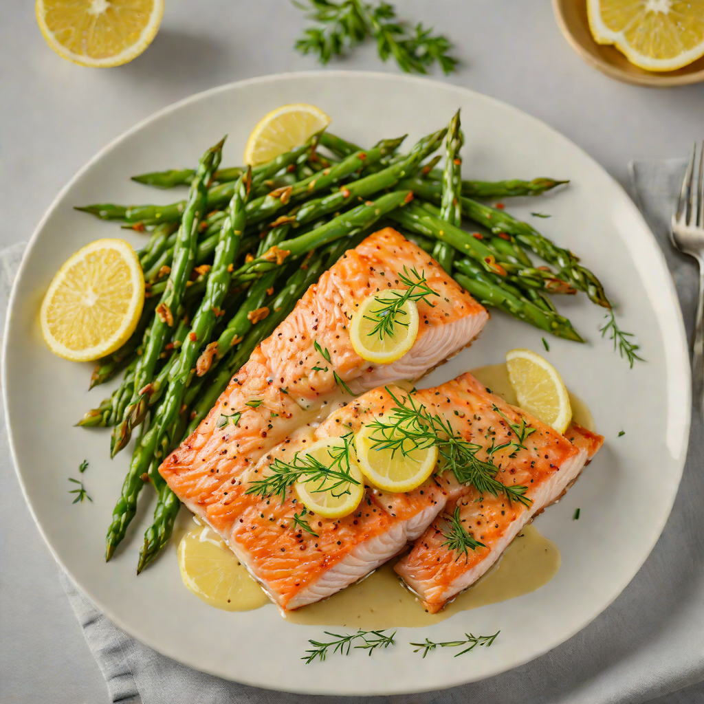 Pan-Fried Salmon with Lemon Dill Sauce and Garlic Green Beans
