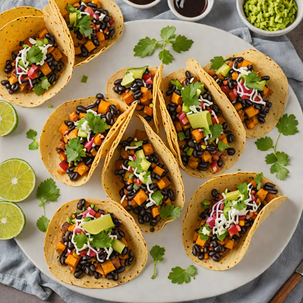 Baked Mexican-Style Sweet Potato Tacos with Black Bean Salsa