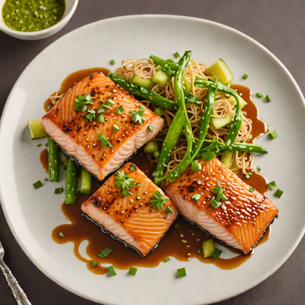 Pan-Seared Salmon with Miso-Ginger Glaze and Scallions