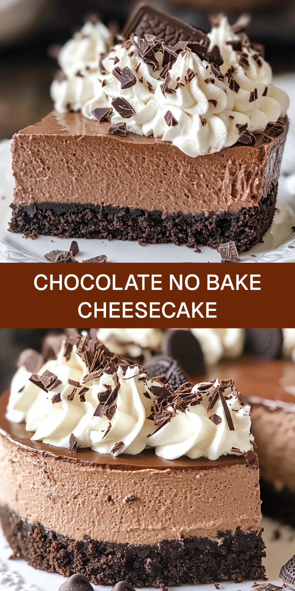 No-Bake Chocolate Cheesecake with Graham Cracker Crust