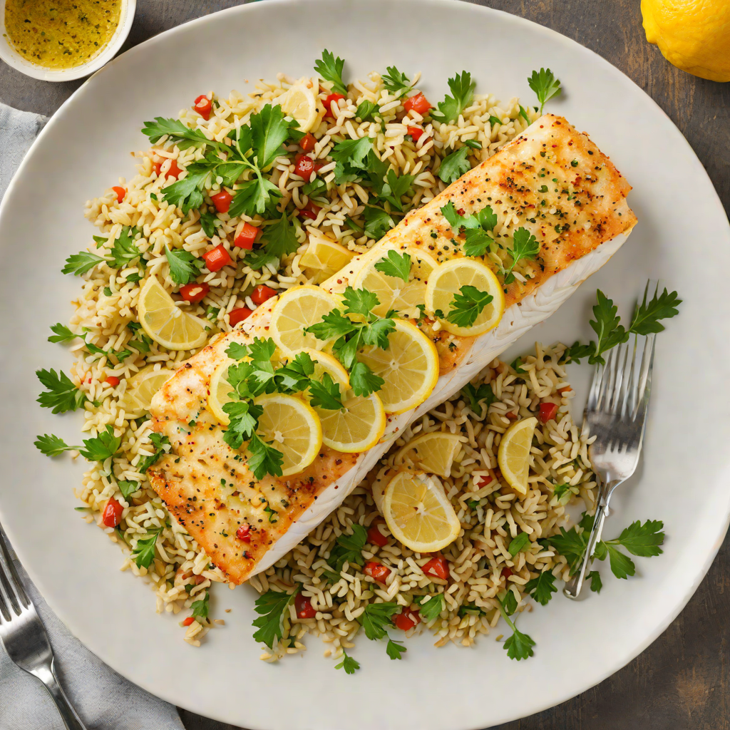Baked Lemon-Thyme Cod with Garlic-Parsley Quinoa