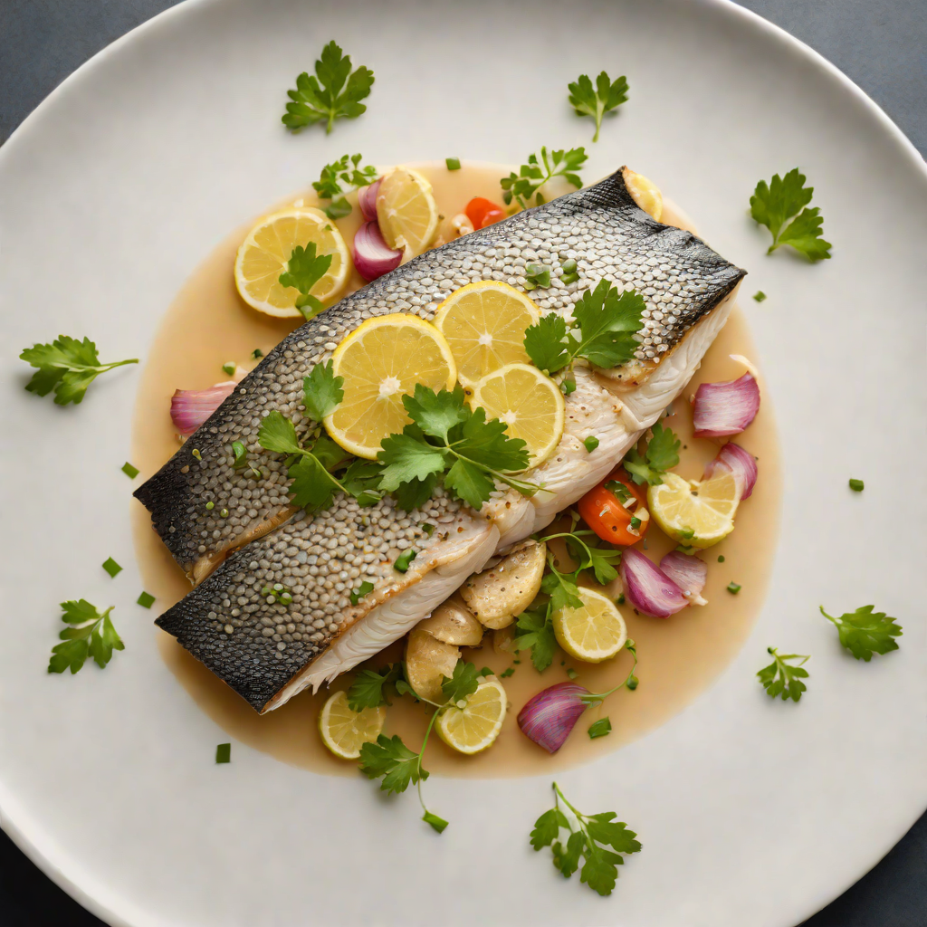 Slow-Cooked Barramundi with Finger Lime and Ginger