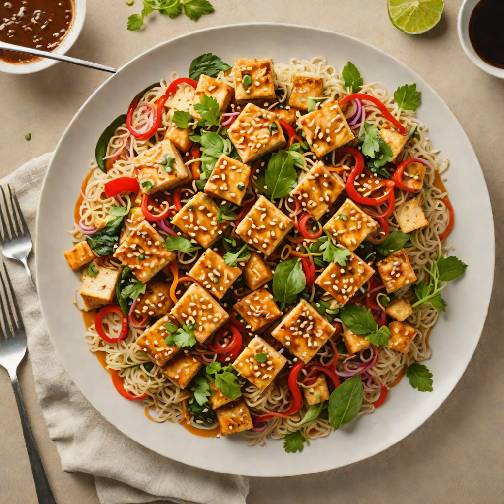 Pan-Seared Tofu Stir-Fry with Ginger-Sesame Sauce