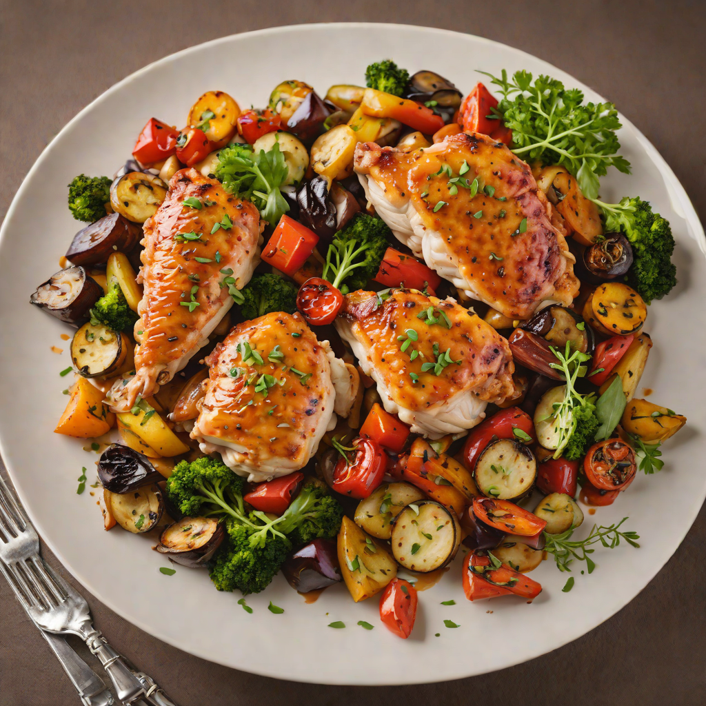 Sautéed Chicken with Honey-Garlic Glaze and Roasted Vegetables