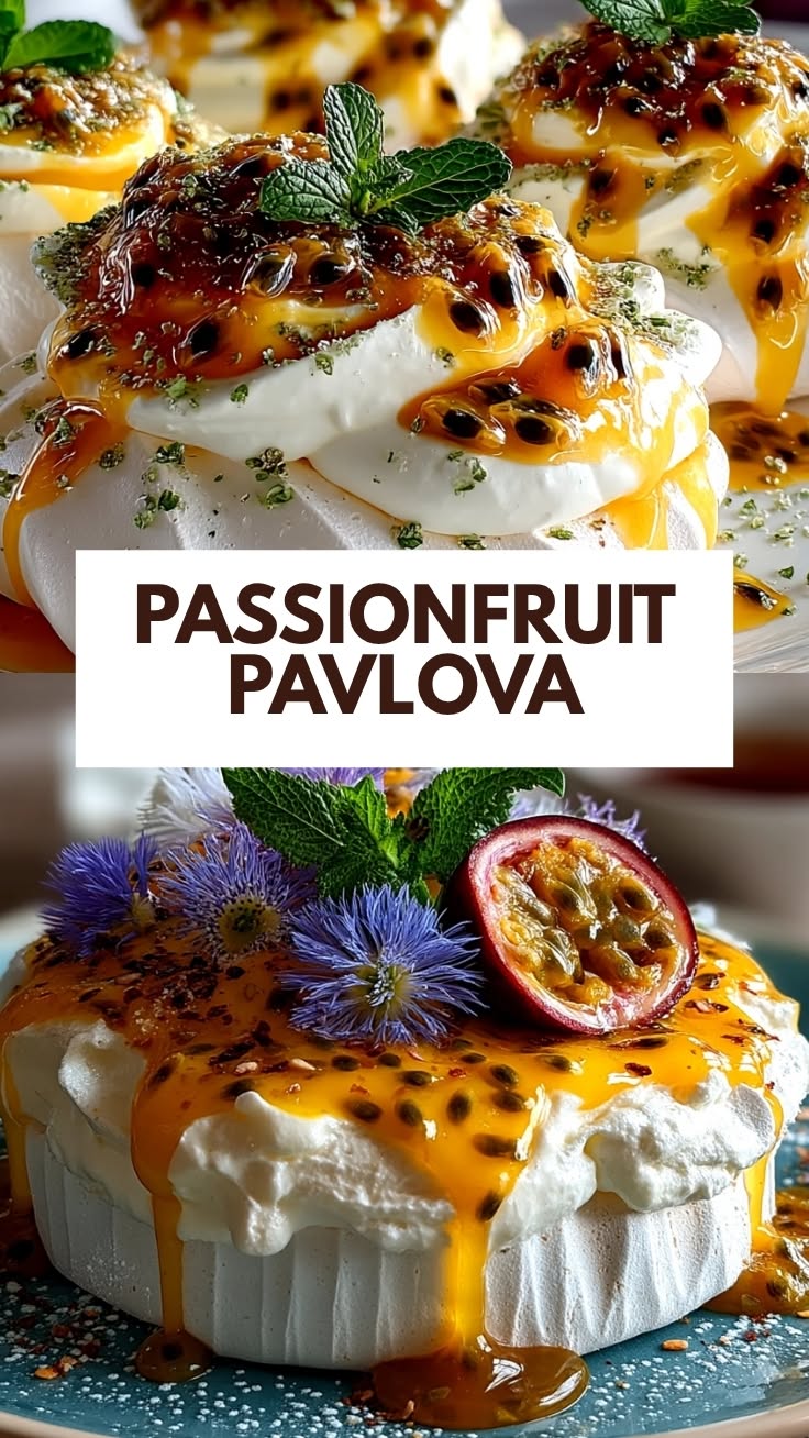 Pavlova with Davidson's Plum and Passionfruit Coulis
