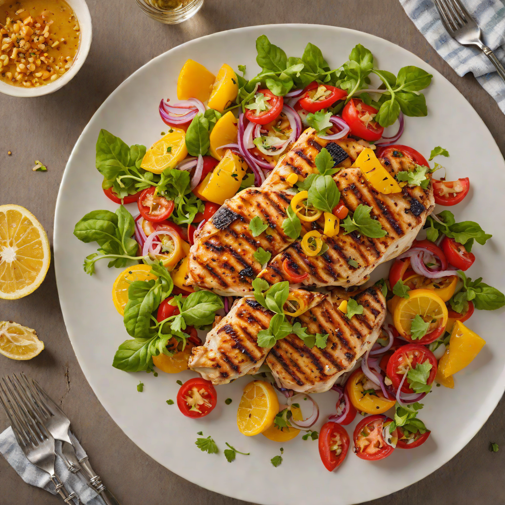 Grilled Citrus-Marinated Chicken with Charred Bell Pepper Salad