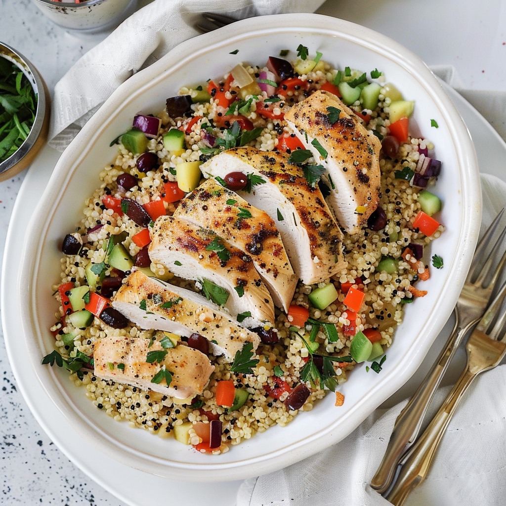 Golden Herb-Roasted Chicken with Quinoa Pilaf