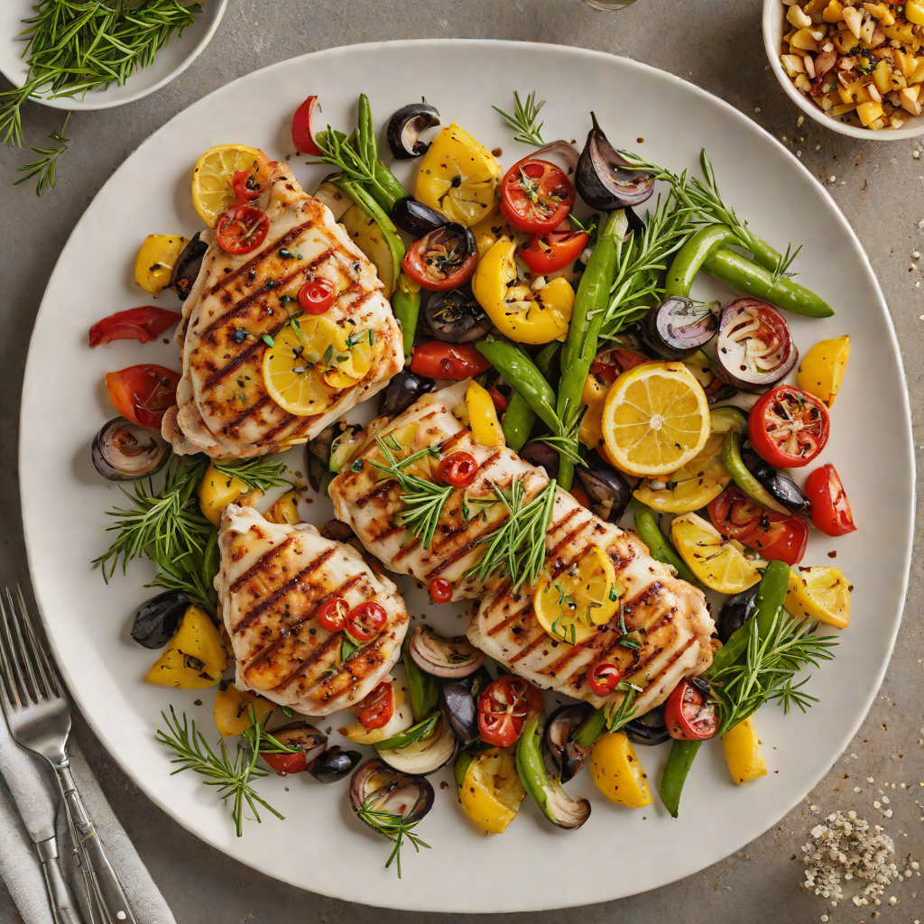 Grilled Citrus-Rosemary Chicken with Charred Vegetables