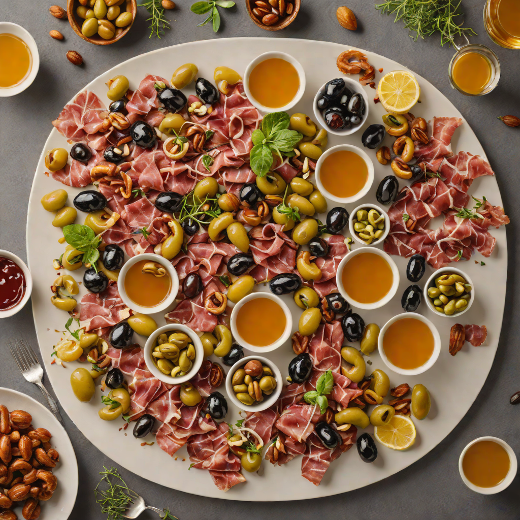 Spicy Charcuterie Board with Marinated Olives and Honey-Drizzled Nuts