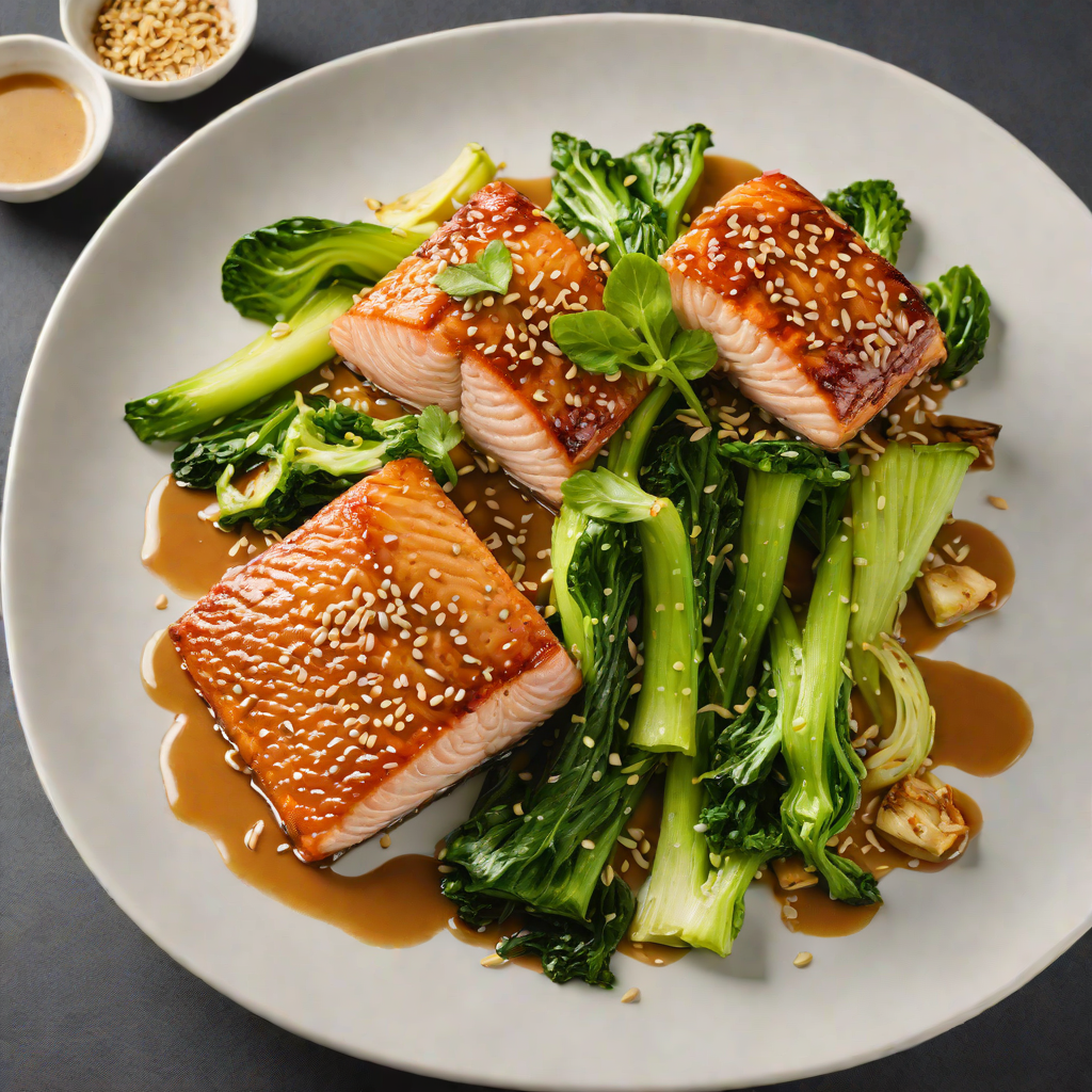 Sesame-Ginger Glazed Salmon with Garlic Bok Choy