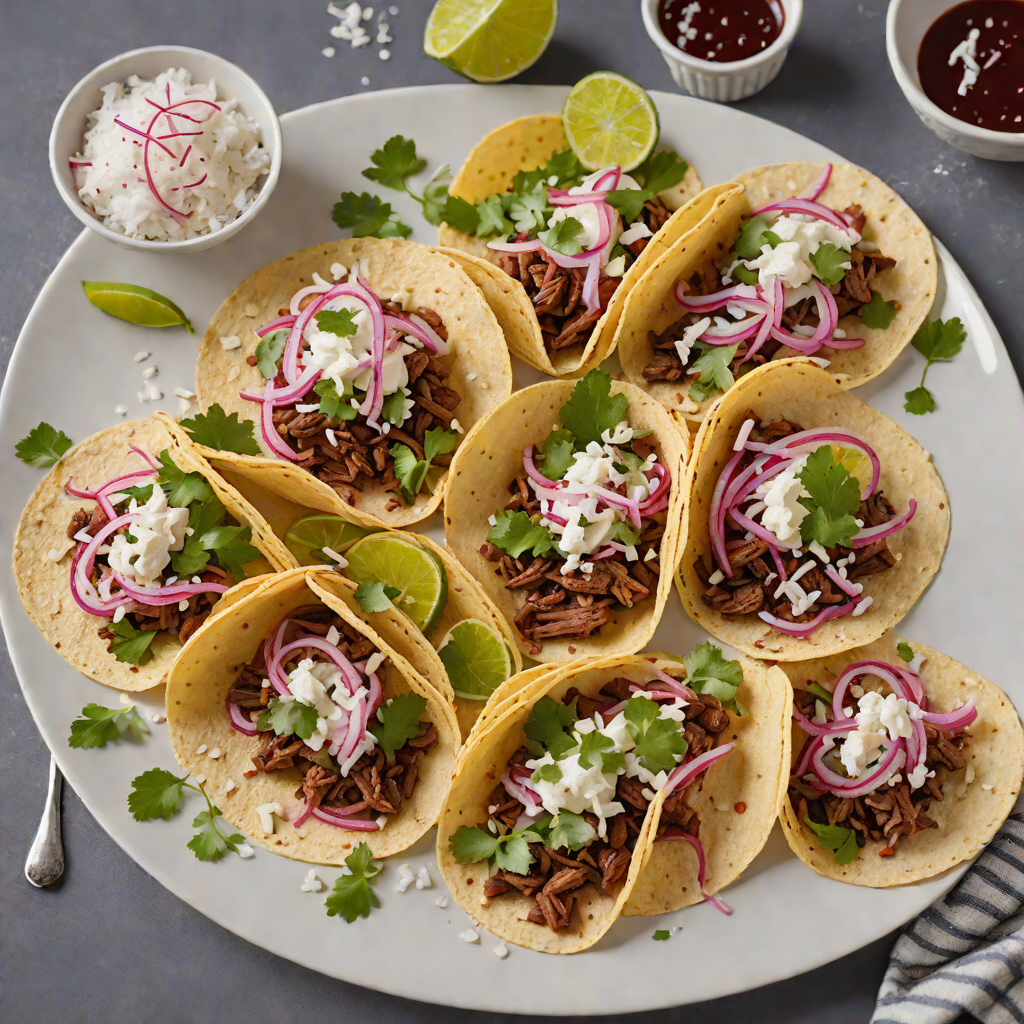 Mole-Spiced Beef Tacos with Pickled Red Onion and Cotija