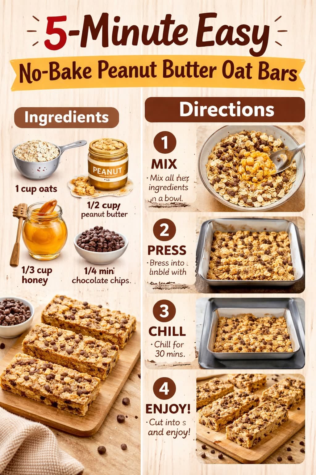 No-Bake Peanut Butter and Oat Bars with Honey Drizzle