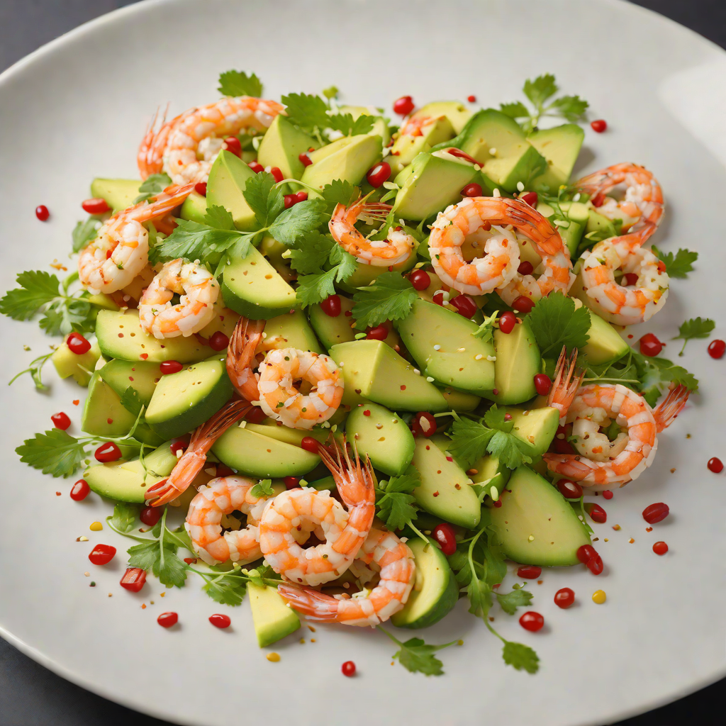 Spicy Prawn and Finger Lime Salad with Avocado