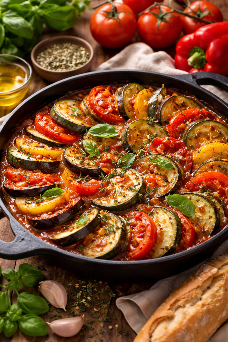French-Style Ratatouille with Garlic and Fresh Herbs