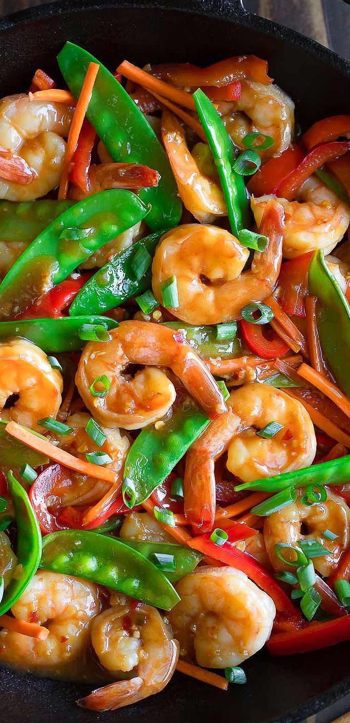 Quick Stir-Fried H-E-B Brand Shrimp with Ginger and Snow Peas