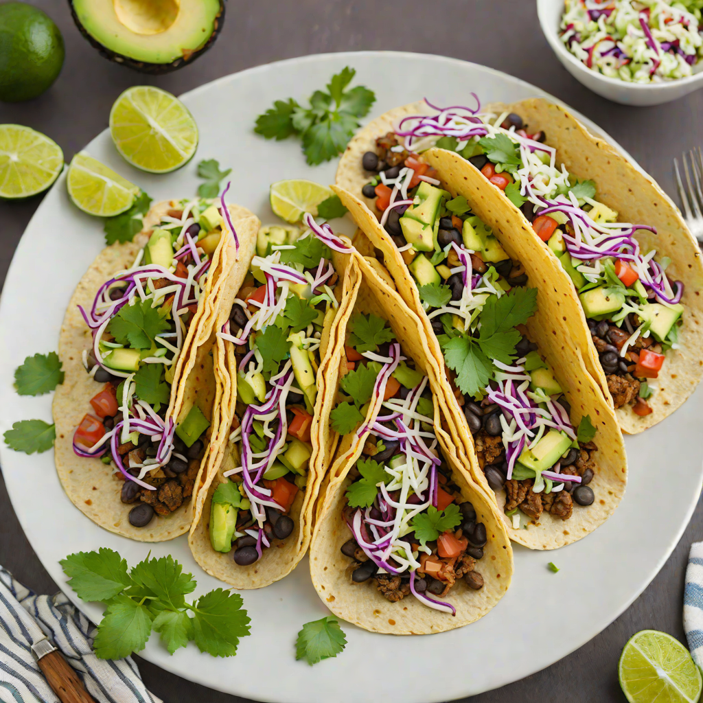 Whipped Avocado and Black Bean Tacos with Cilantro Lime Slaw