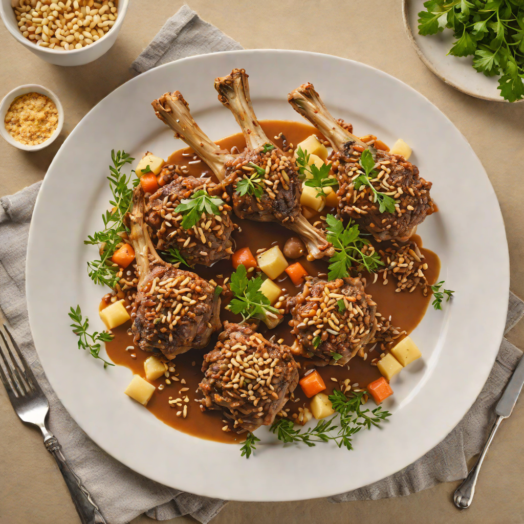 Slow-Cooked Lamb Shanks with Macadamia and Wattleseed Crust
