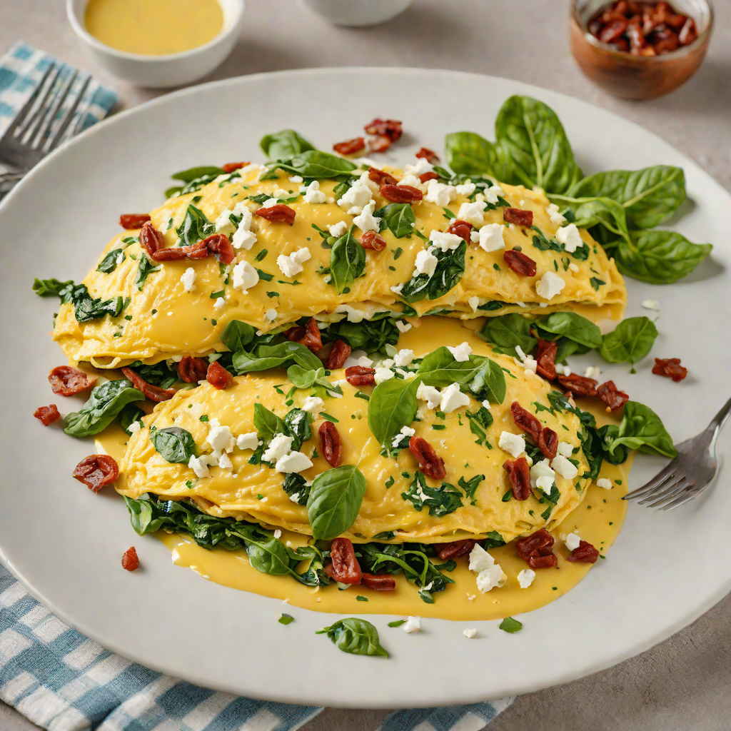 Spinach, Feta, and Sun-Dried Tomato Omelet
