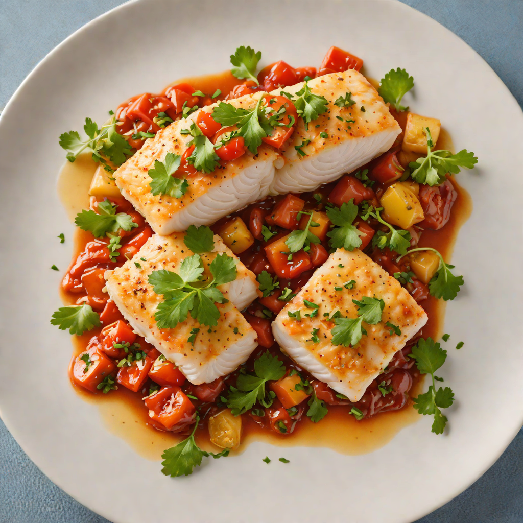 Pan-Seared Cod with Spicy Tomato and Garlic Sauce