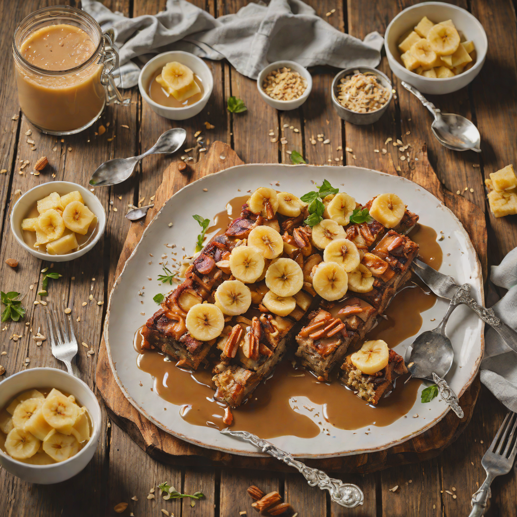 Oven-Roasted Banana Bread Pudding with Maple Sauce
