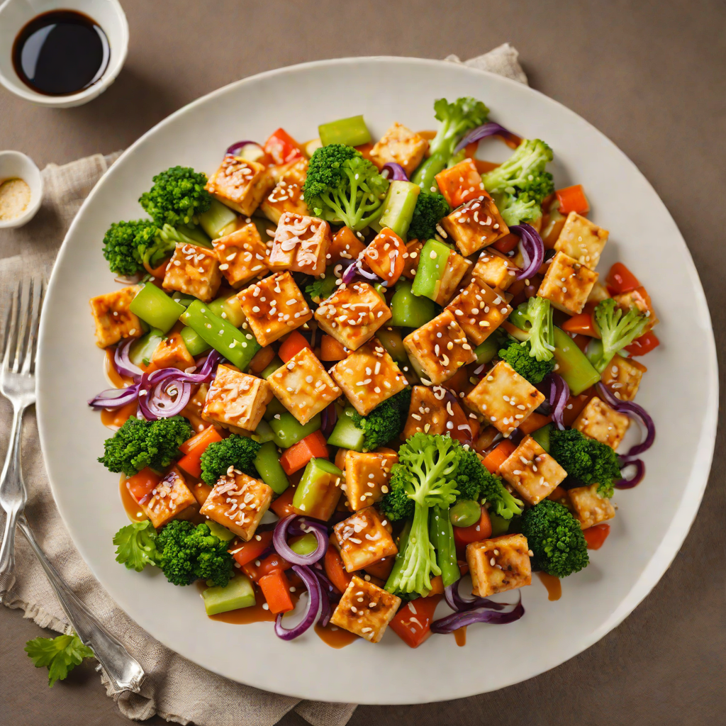 Stir-Fried Tofu and Mixed Vegetables with Miso-Soy Glaze