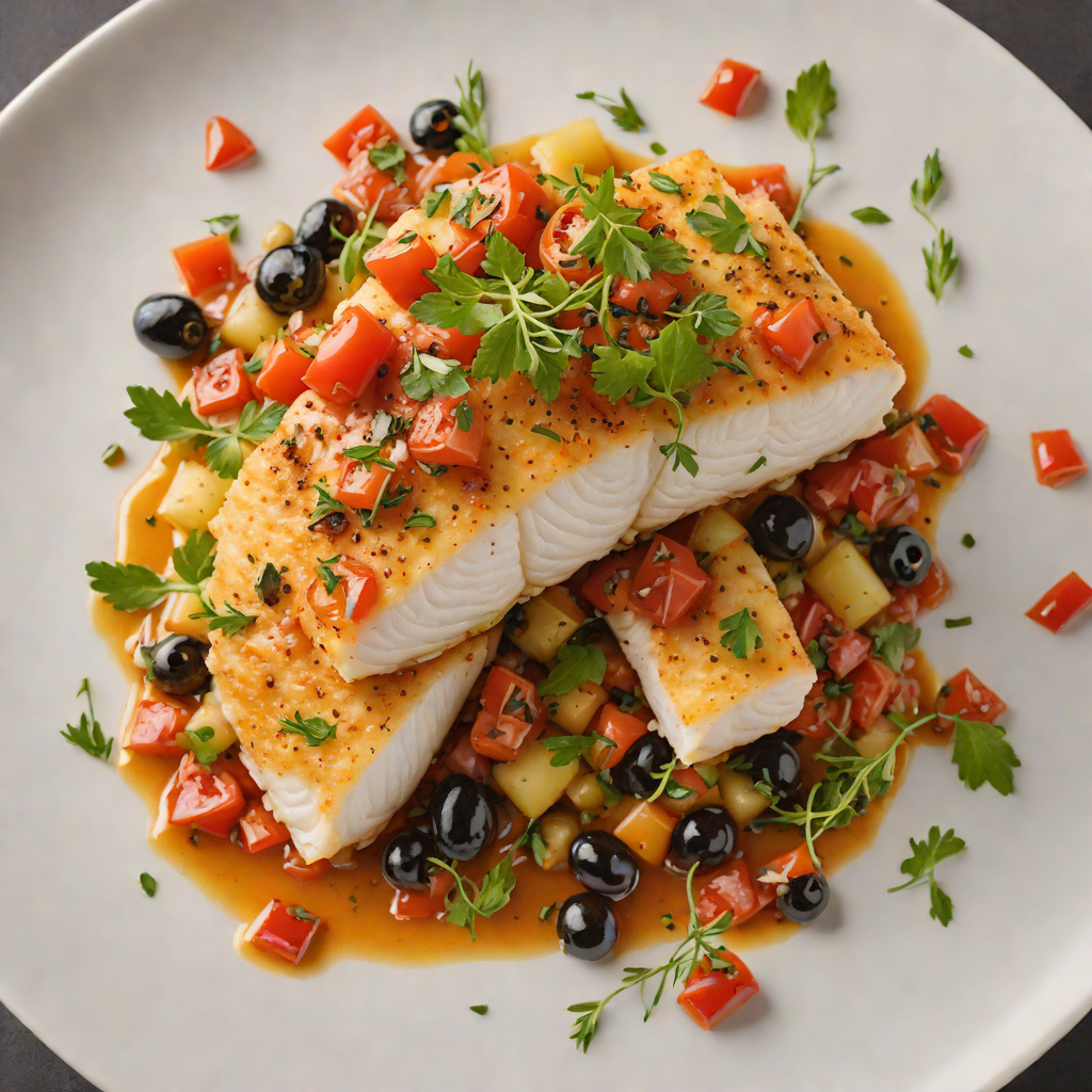 Pan-Seared Cod with Spicy Tomato and Olive Ragout