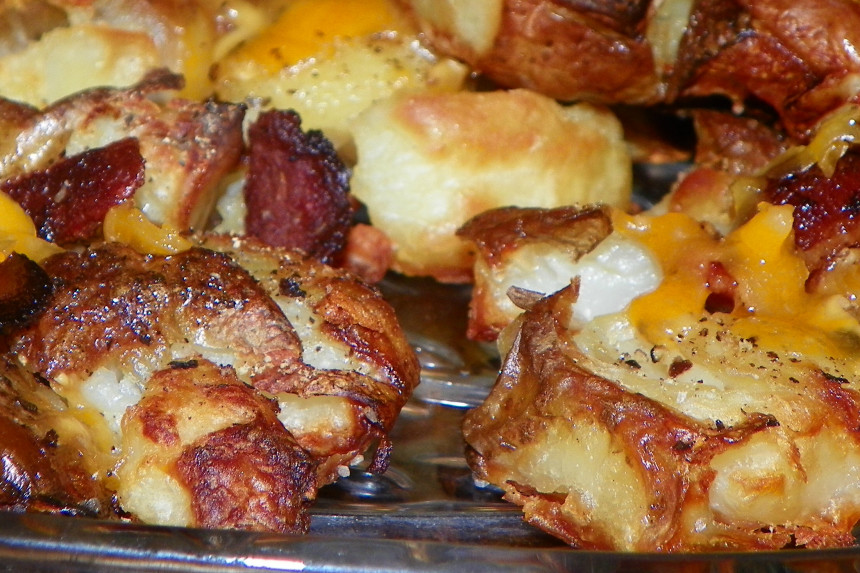 Best Ever Smashed Potatoes with Herbed Butter