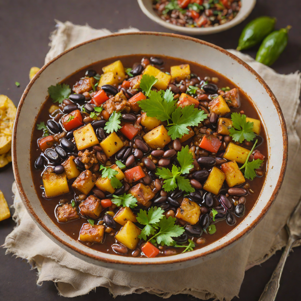 Spiced Dominican-Style Sweet Plantain and Black Bean Stew