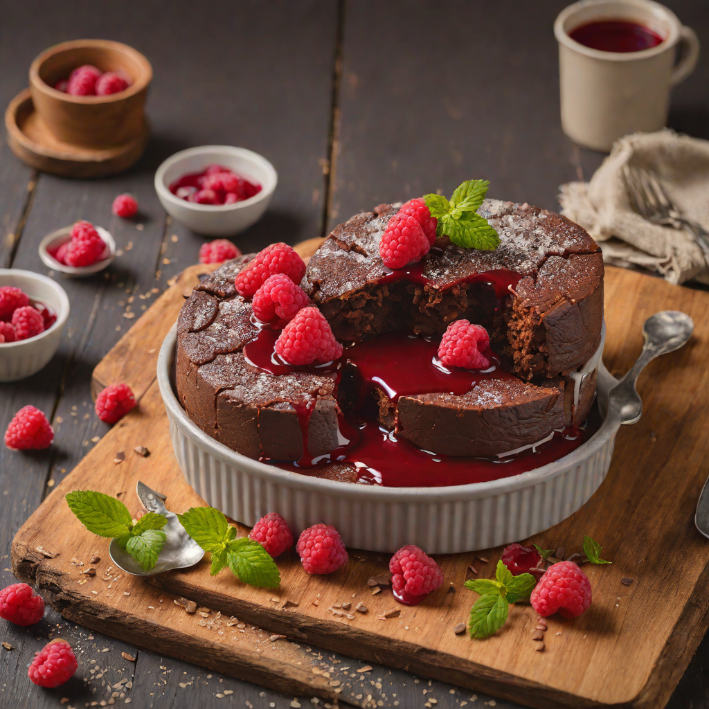 Gluten-Free Chocolate Soufflé with Raspberry Sauce