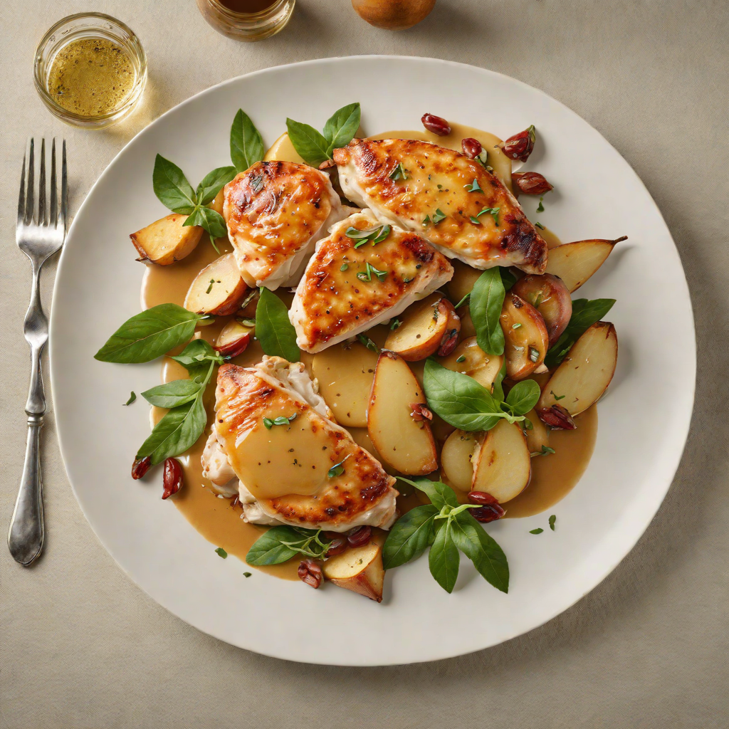 Pan-Seared Chicken with Roasted Pear and Sage Sauce