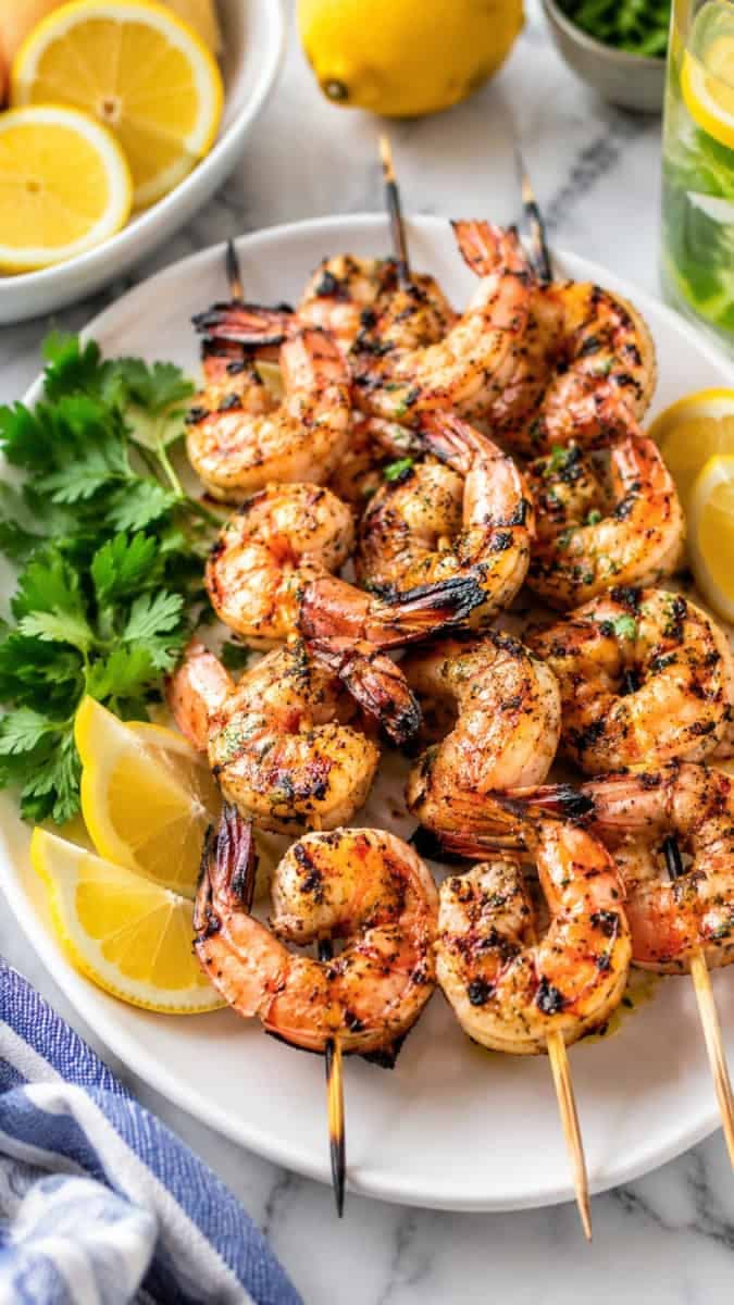 Grilled Cajun-Spiced Shrimp Skewers with Garlic-Lime Butter