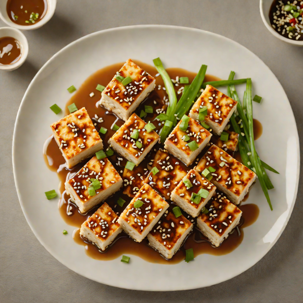 Pan-Fried Tofu with Miso-Sesame Glaze and Scallions