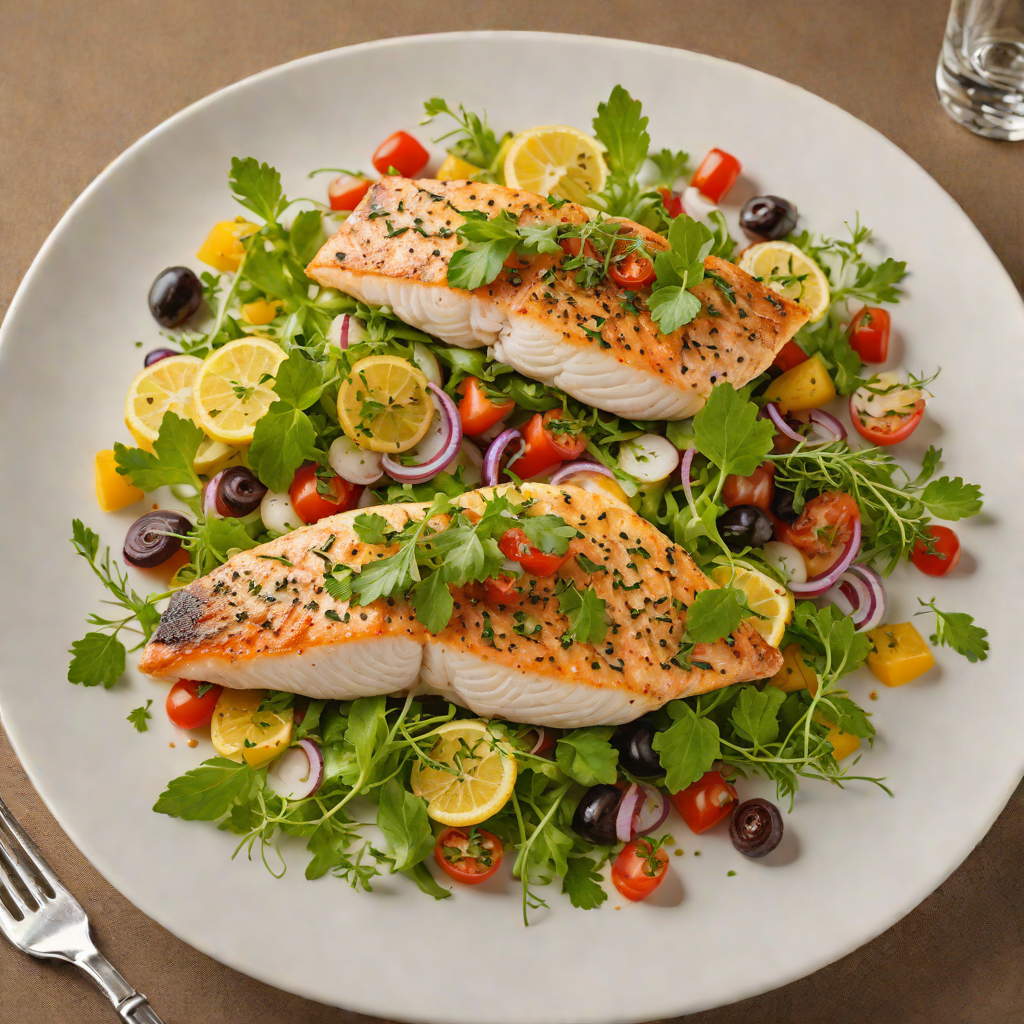 Pan-Seared Fresh Fish with Mediterranean Herb Salad