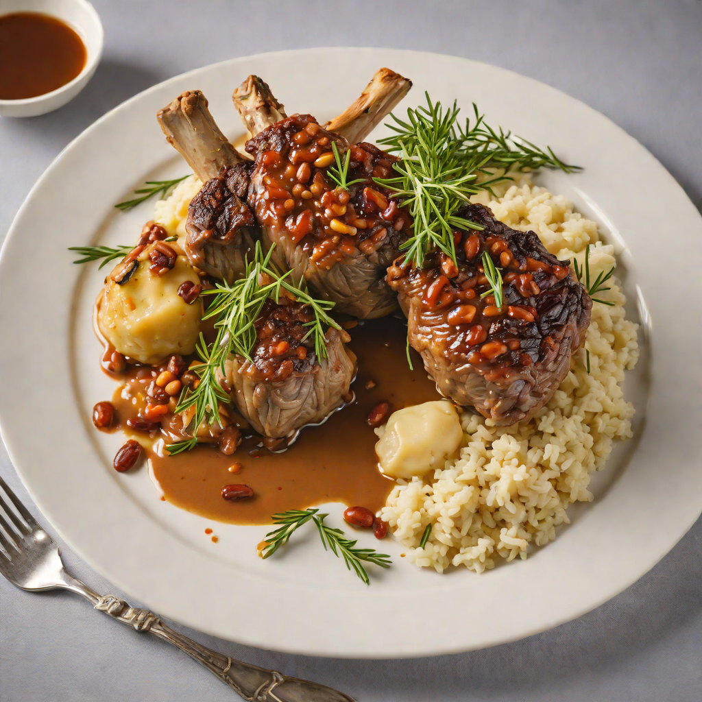 Slow-Cooked Lamb Shank with Rosemary and Macadamia Nut Mash
