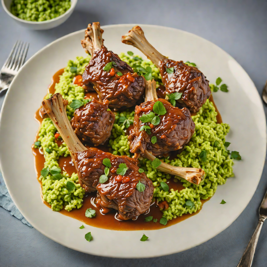 Slow-Cooked Lamb Shanks with Mint and Pea Mash
