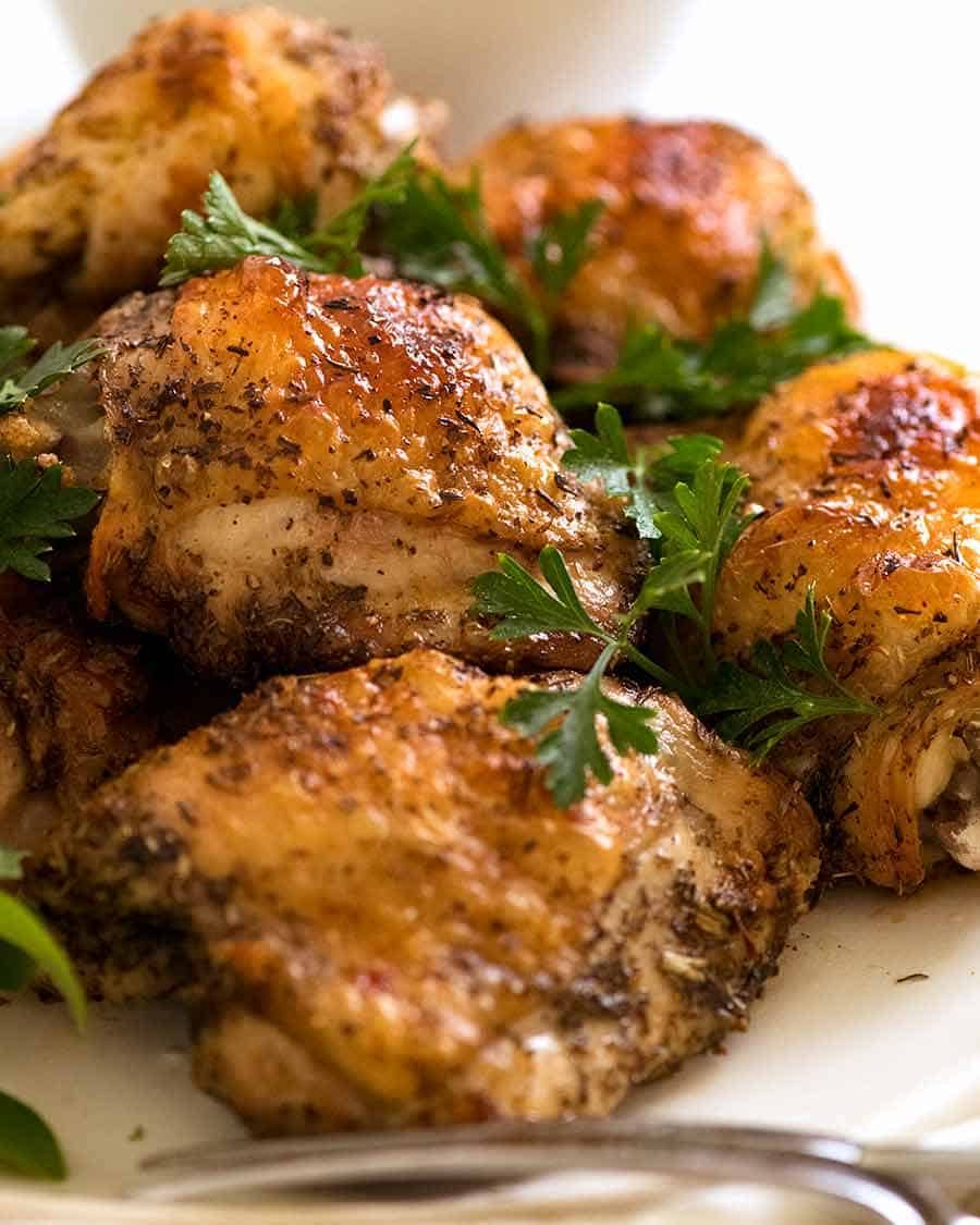 Crisp-Baked Chicken Thighs with Herb Crust