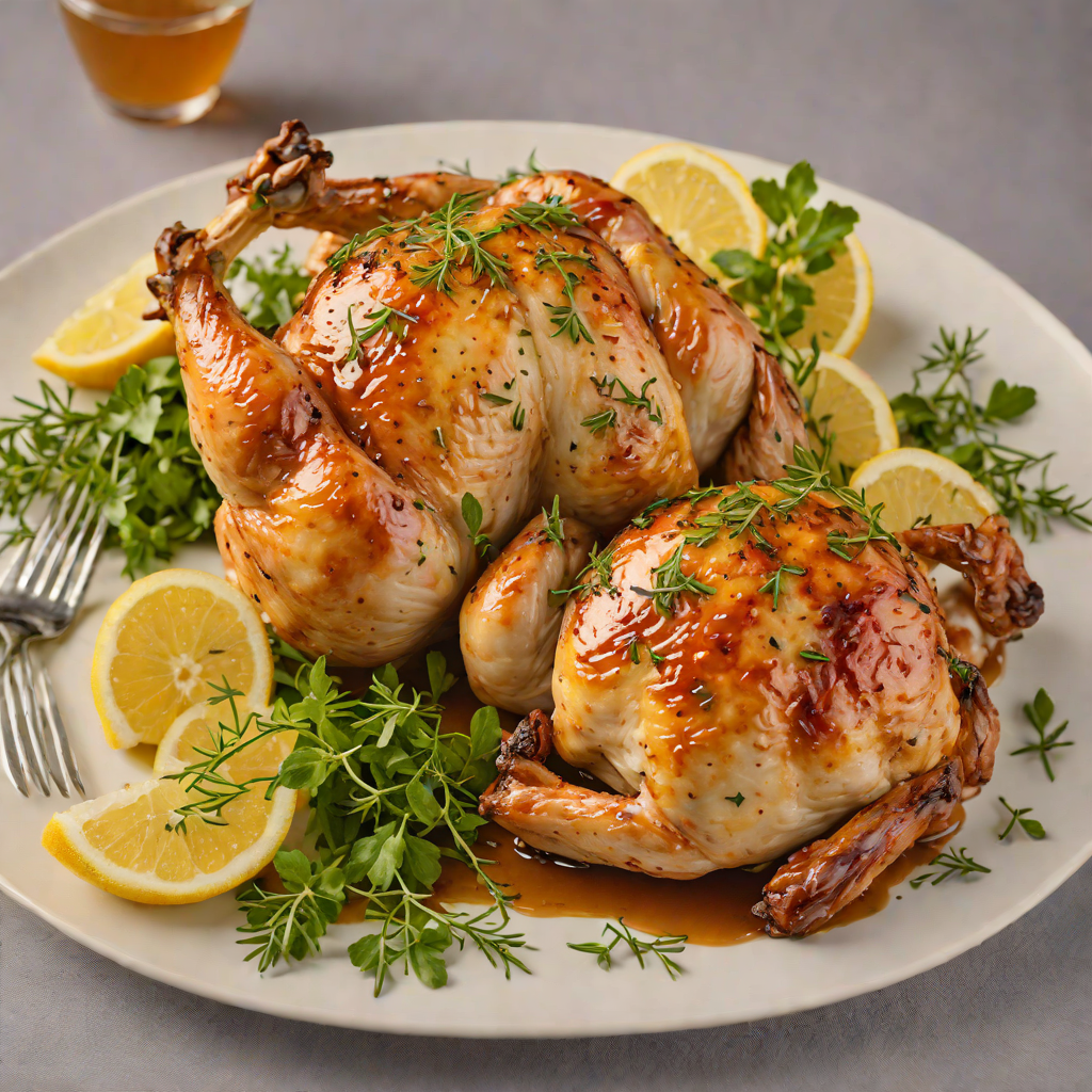 Honey-Glazed Roast Chicken with Lemon and Thyme