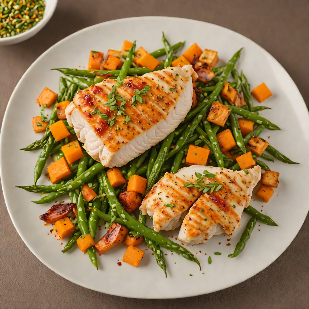 Pan-Seared Chicken with Roasted Carrot and Green Bean Medley
