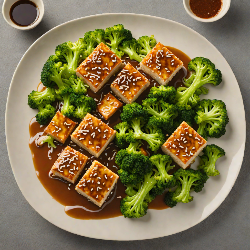 Crispy Pan-Fried Tofu with Ginger-Soy Glaze and Broccoli
