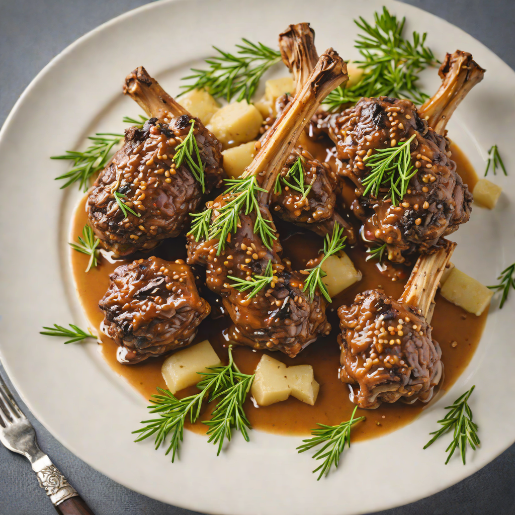 Slow-Braised Lamb Shanks with Native Wattleseed and Rosemary