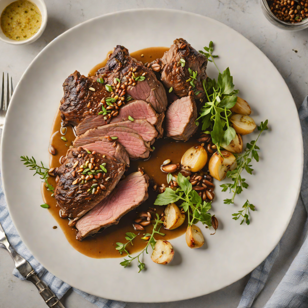 Slow-Cooked Lamb Shoulder with Wattleseed and Roasted Garlic