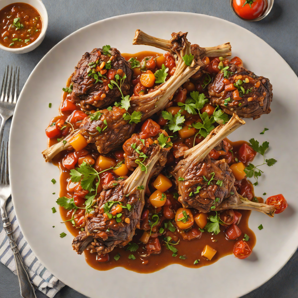 Slow-Cooked Lamb Shanks with Tomato and Bush Tomato Chutney