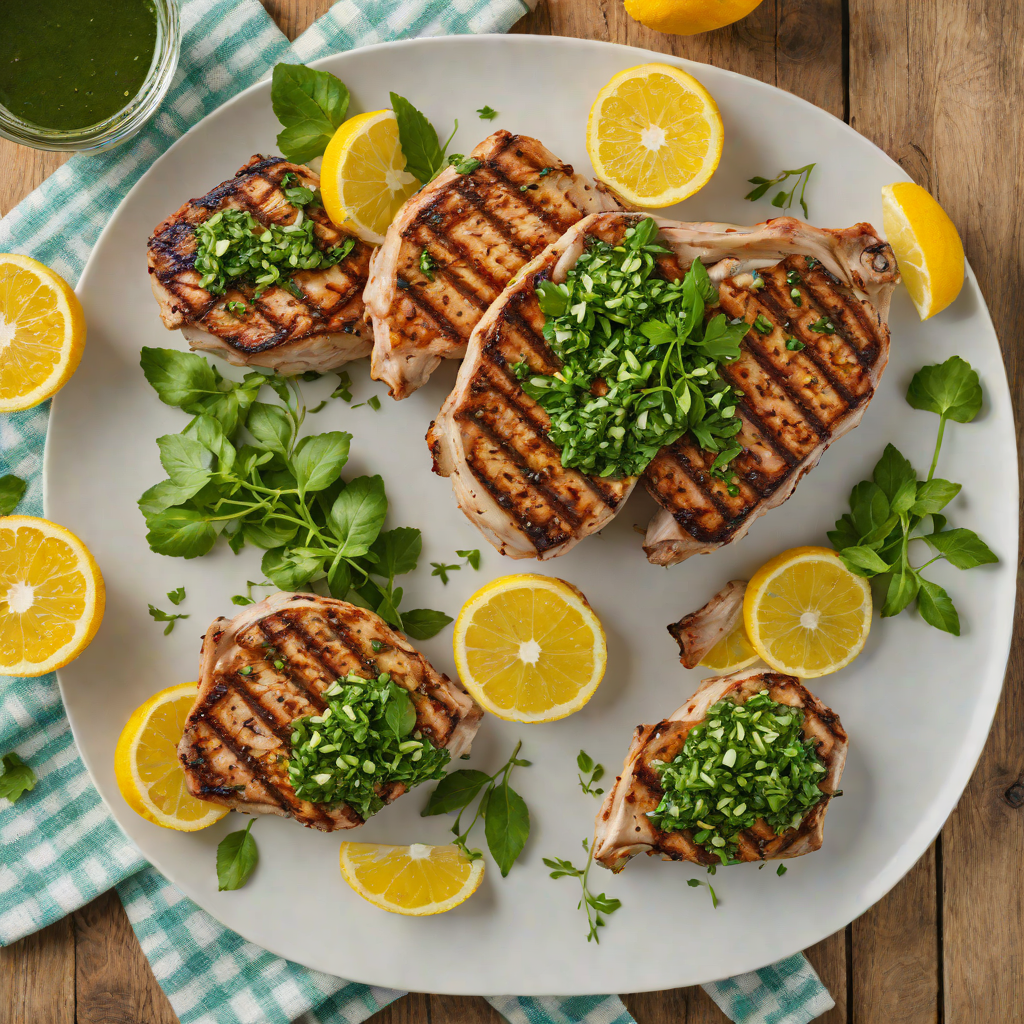 Grilled Citrus-Marinated Pork Chops with Fresh Herb Chimichurri