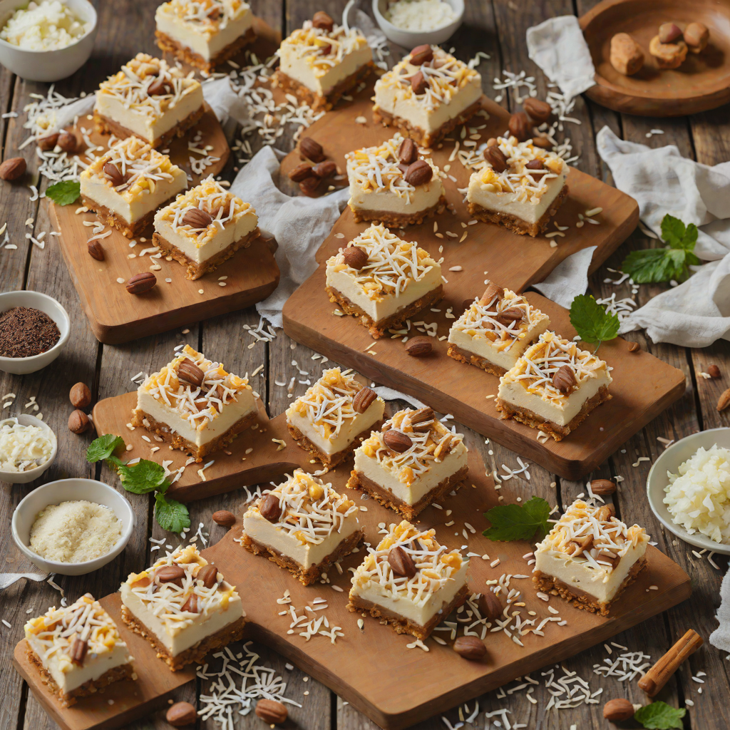 No-Bake Macadamia and Lamington Cheesecake Bars