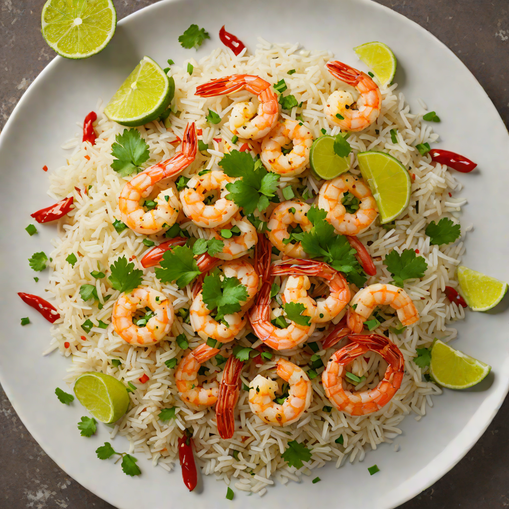 Sautéed Shrimp with Garlic and Chili Flakes over Cilantro Lime Rice
